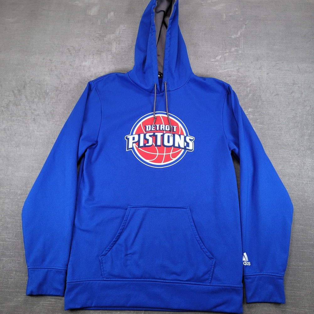 Adidas Detroit Pistons Mens Small‎ Blue Climawarm Hoodie Pullover NBA Basketball